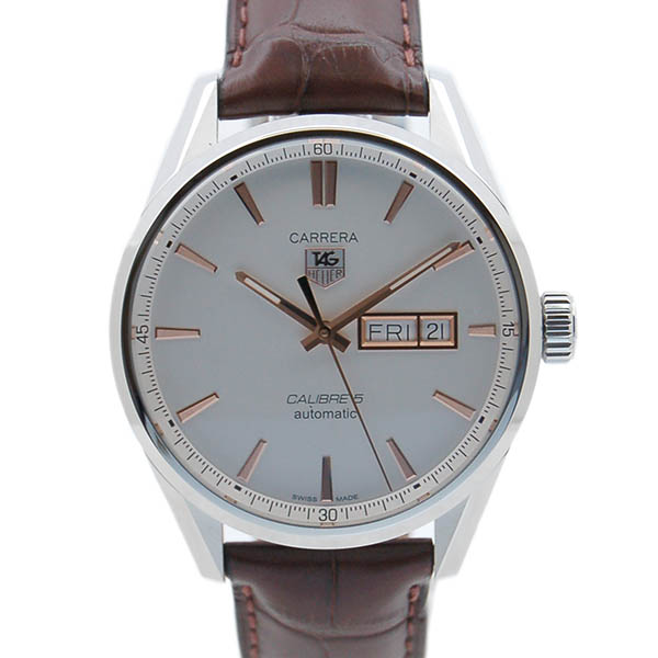 タグホイヤー　TAG HEUER　カレラ　デイデイト　キャリバー5　WAR201D.FC6291　SS　シルバー　革ベルト　新品