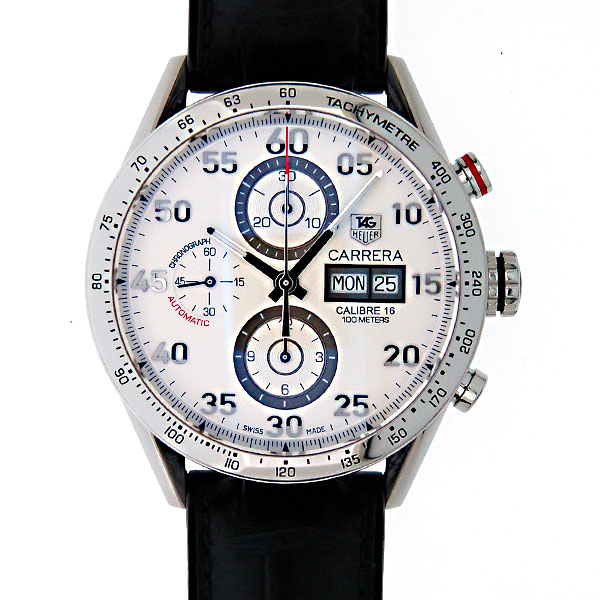 タグホイヤー　TAG HEUER　カレラ　タキメータークロノ　デイデイト　シルバー　CV2A11.FC6235　自動巻　SS　革ベルト　新品