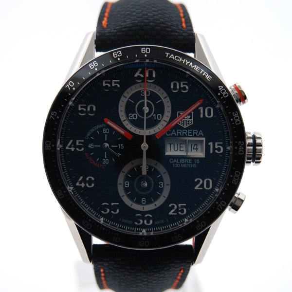 タグホイヤー　TAG HEUER　カレラタキメータークロノ　デイデイト　ブラック　CV2A1A.FC6279　自動巻　SS　革ベルト　新品
