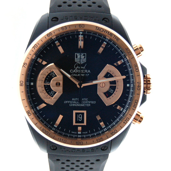 タグホイヤー　TAG HEUER　グランドカレラ　クロノグラフ　キャリバー17　RS2　CAV518E.FT6016　K18RG　PVD　ブラック　新品