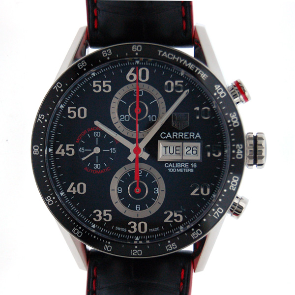 タグホイヤー　TAG HEUER　カレラタキメータークロノ　デイデイト　ブラック　CV2A1E.FC6301　300本限定　SS　革ベルト　新品
