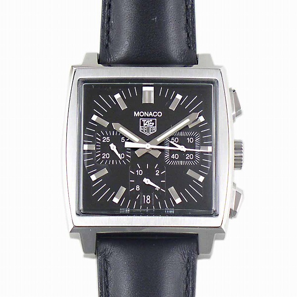 タグホイヤー　TAG HEUER　モナコ　CW2111.FC6177　ブラック　クロノグラフ　メンズ　革ベルト　自動巻　新品