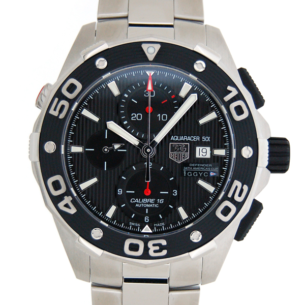 タグホイヤー　TAG HEUER　アクアレーサークロノ　アメリカズカップ記念　CAJ2112.BA0872　SS　ブラック　新品