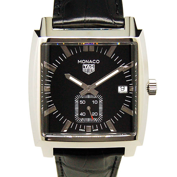 タグホイヤー　TAG HEUER　モナコ　WAW131A.FC6177　37mm　クォーツ　ブラック　革ベルト　新品