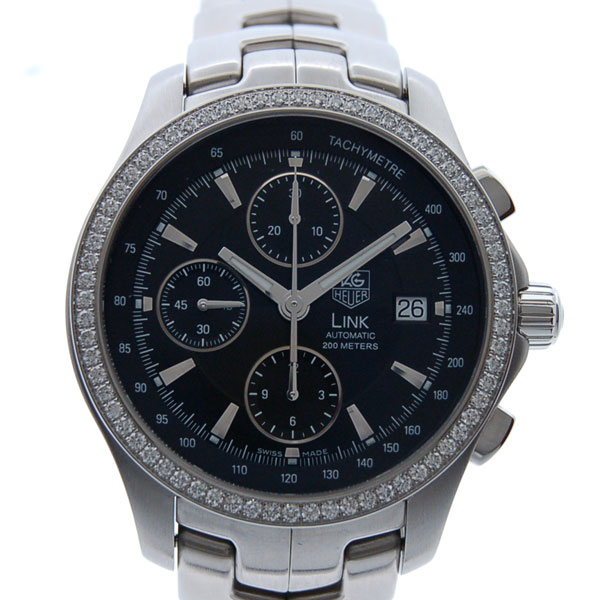 タグホイヤー　TAG HEUER　LINK　リンククロノ　ベゼルダイヤ　CJF2117　SS　ブラック　自動巻　新品