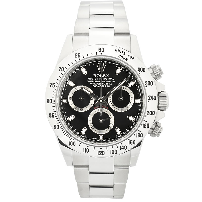 ロレックス　ROLEX　デイトナ　Ref.116520　SS　ブラック　白文字盤付き　ランダム番　鏡面バックル　USED　中古