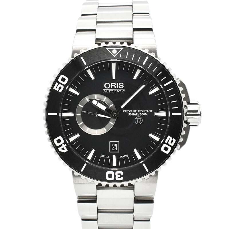 オリス　ORIS　アクイス チタン スモールセコンド デイト 743 7664 7154 M　46mm　USED　中古
