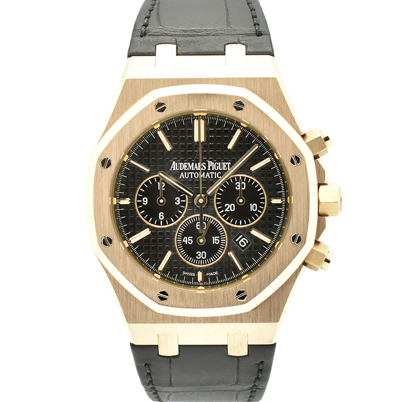 オーデマ・ピゲ　AUDEMARS PIGUET　ロイヤルオーク クロノグラフ　26320OR.OO.D002CR.01　18KPG　41mm　ブラック　革ベルト　USED　中古