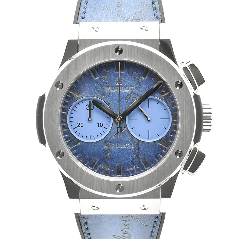 ウブロ　HUBLOT　クラシックフュージョン クロノグラフ ベルルッティ スクリット オーシャンブルー　521.NX.050B.VR.BER18　世界250本限定　45mm　USED　中古