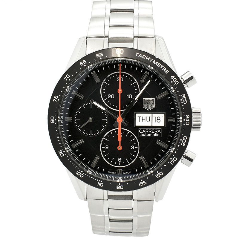 タグホイヤー　TAG HEUER　カレラ クロノグラフ キャリバー１６ デイデイト　CV201AH.BA0725　SS　ブラック　41mm　USED　中古