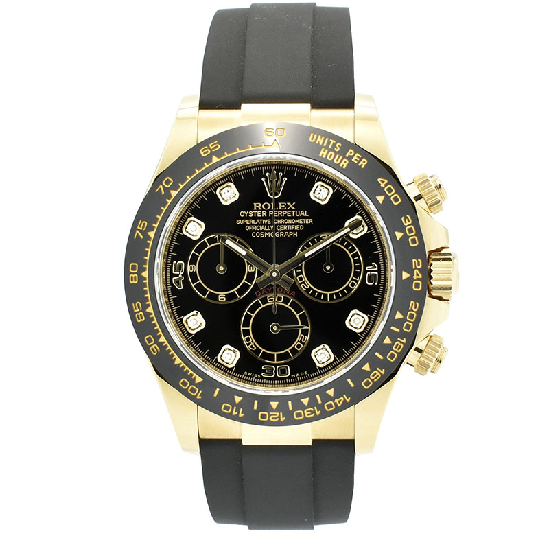 ロレックス　ROLEX　デイトナ　116518LNG　ブラック/8Pダイヤ　18KYG　40mm　USED　中古