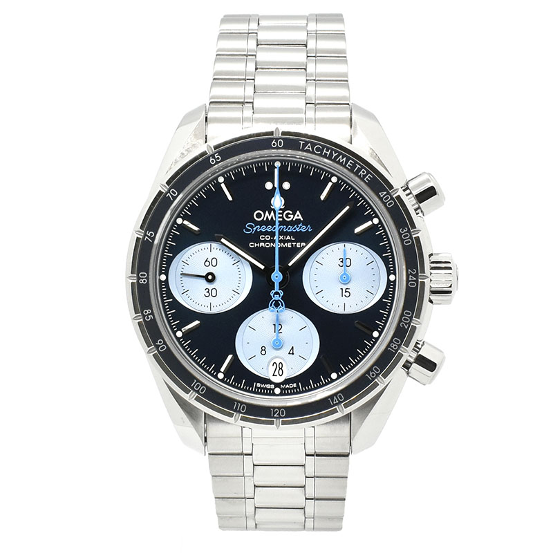 オメガ　OMEGA　スピードマスター 38 コーアクシャル オービス　324.30.38.50.03.002　38mm　ブルー　USED　中古