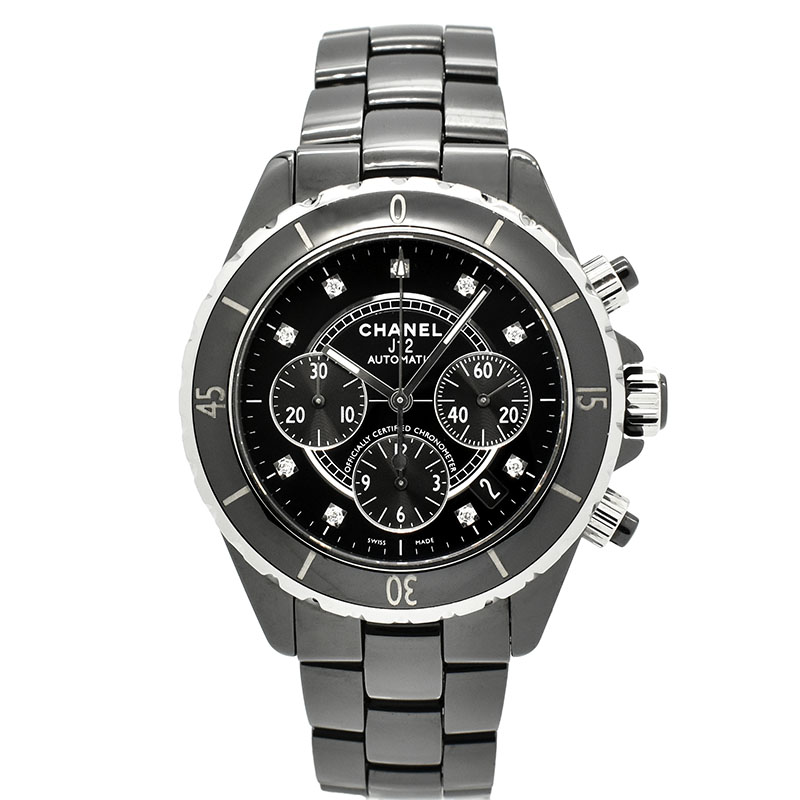 シャネル　CHANEL　J12 クロノグラフ　H2419　9Pダイヤ　41mm　USED　中古