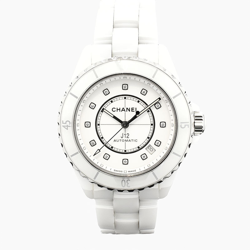 シャネル　CHANEL　J12 キャリバー12.1　H5705　38mm　12Pダイヤ　ホワイト　シースルーバック　USED　中古