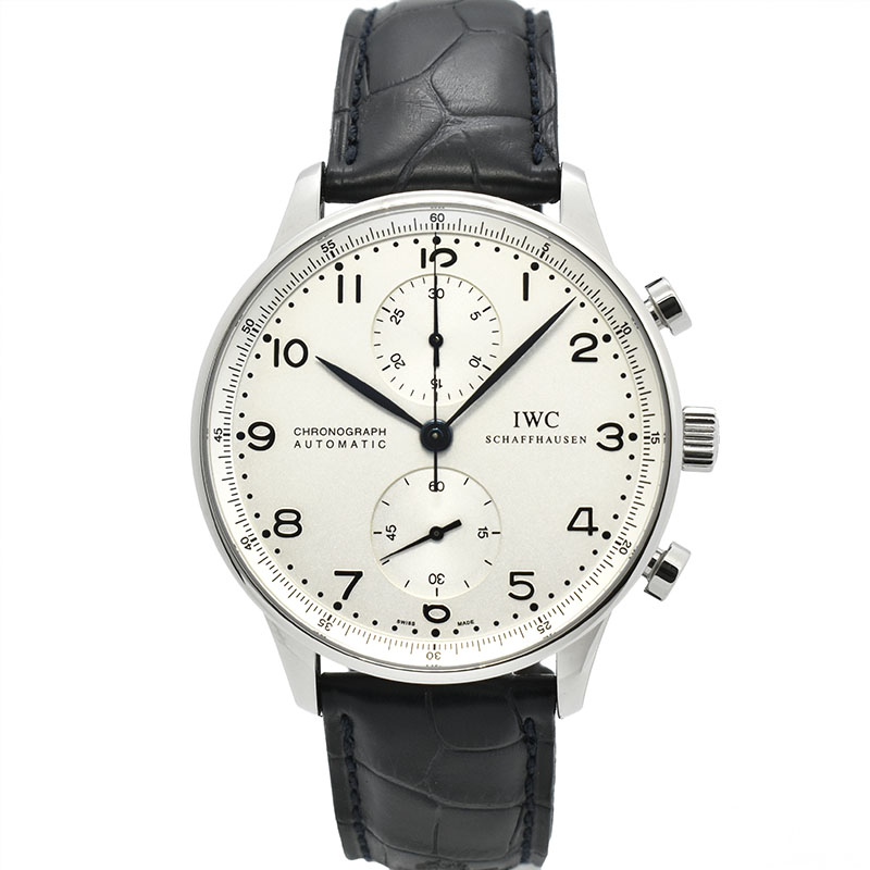 IWC　ポルトギーゼ クロノグラフ　IW371446　シルバー　青針　41mm　USED　中古