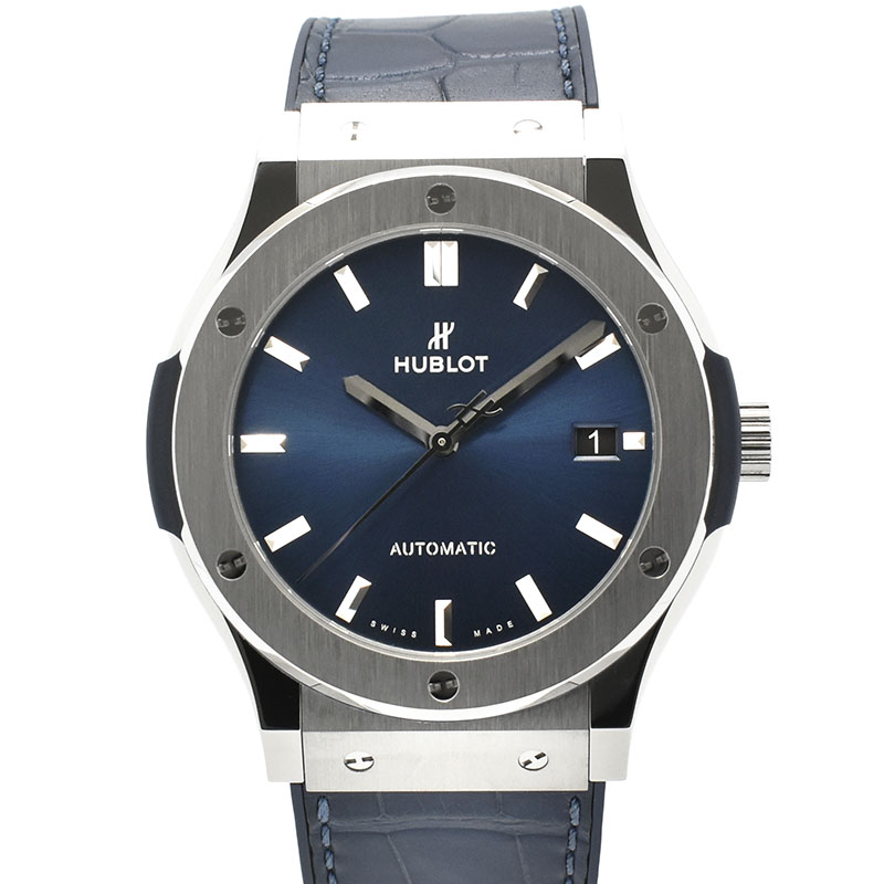 ウブロ　HUBLOT　クラシックフュージョン チタニウム　511.NX.7170.LR　ブルー　45mm　USED　中古