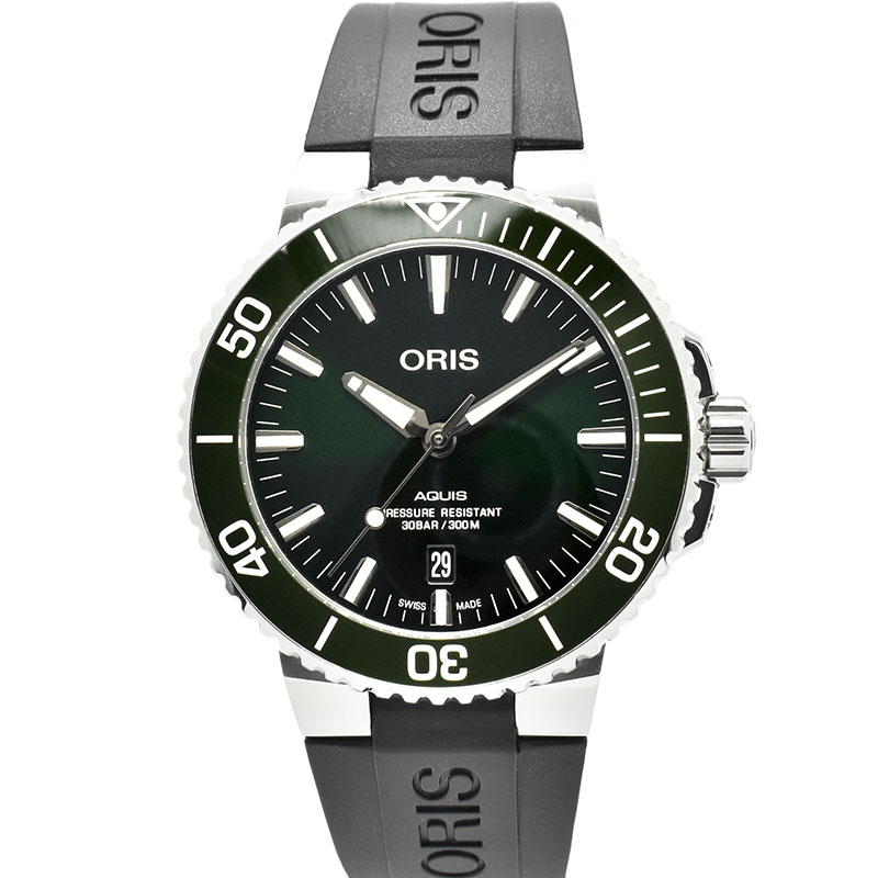 オリス　ORIS　アクイス デイト　733 7730 4157R　グリーン　43.5mm　USED　中古