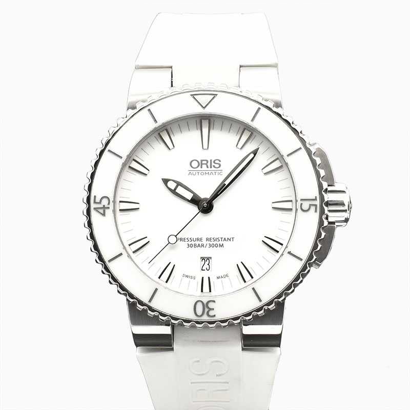 オリス　ORIS　アクイス デイト　733 7653 4156R　ホワイト　43mm　USED　中古