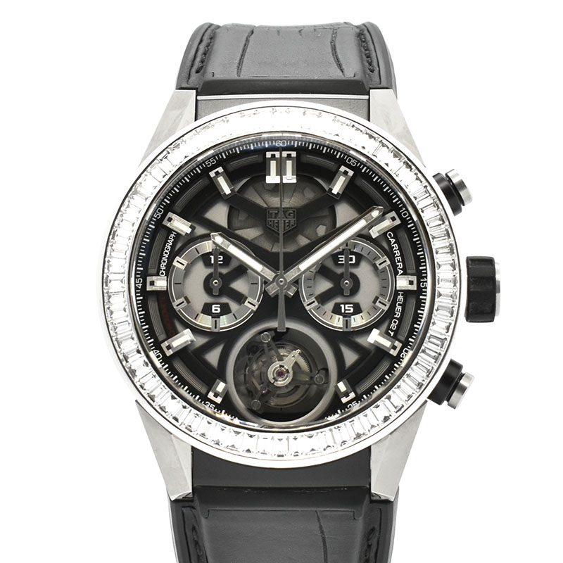 タグホイヤー　TAG HEUER　カレラ ホイヤー02T トゥールビヨン バゲットダイヤモンド　CAR5A81.FC6377　45mm　USED　中古