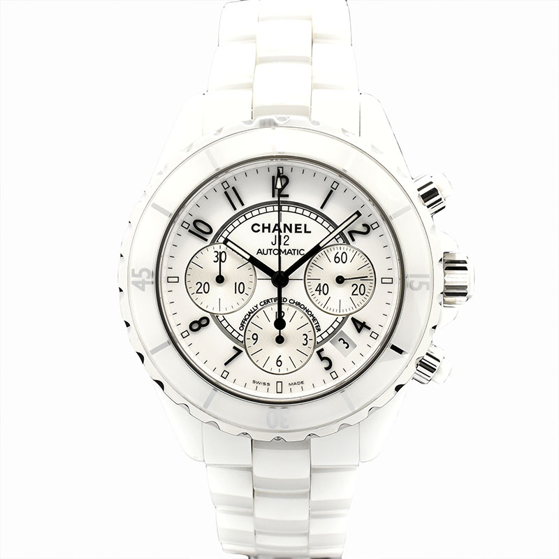 シャネル　CHANEL　J12 クロノグラフ　H1007　ホワイトセラミック　メンズ　41mm　USED　中古