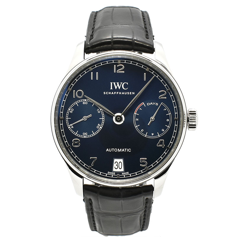 IWC　ポルトギーゼ 7デイズ　IW500710　ブルー　革ベルト　42.3mm　USED　中古