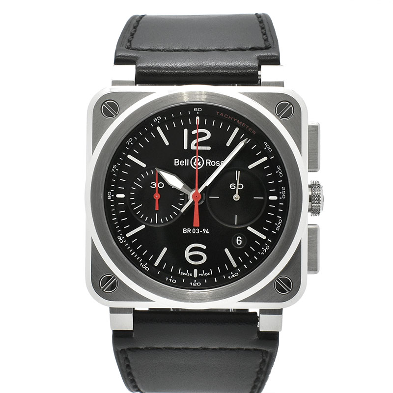 ベル＆ロス　BELL＆ROSS　BR03-94 ブラックスティール　BR0394-BLC-ST/SCA　SS　42mm　ブラック　USED　中古