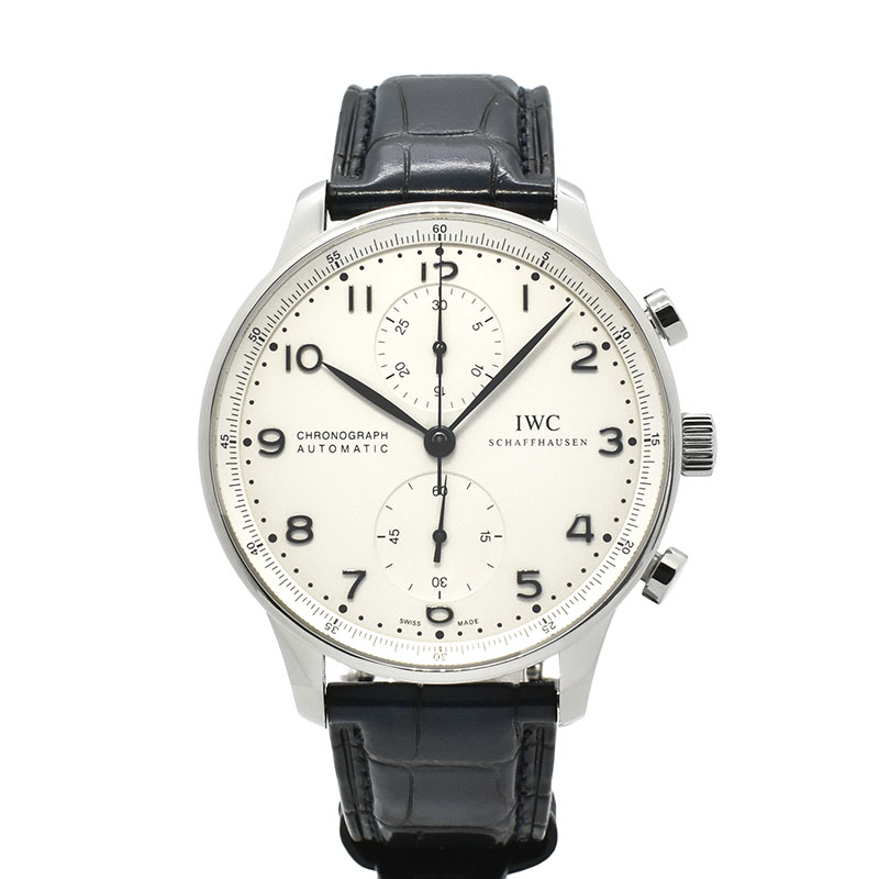 IWC　ポルトギーゼ クロノグラフ　IW371446　シルバー　青針　41mm　USED　中古