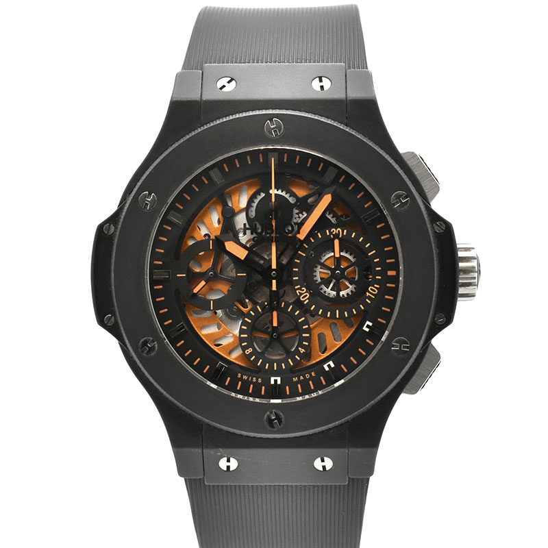 ウブロ　HUBLOT　ビッグバン アエロバン オールブラック オレンジ　310.CI.1190.RX.ABO10　セラミック　44mm　世界500本限定　USED　中古