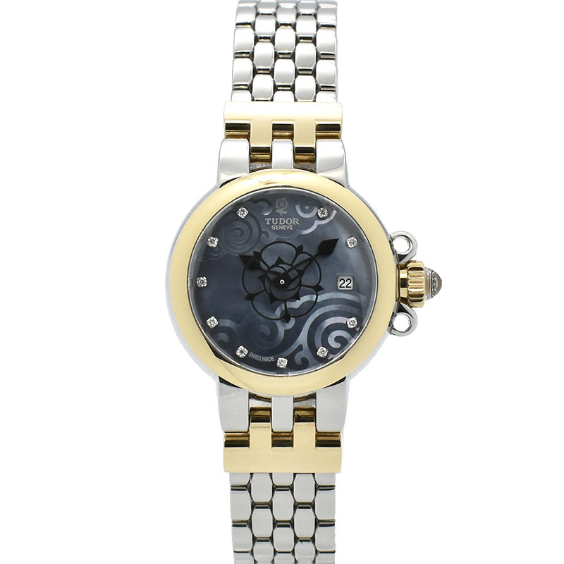 チューダー(チュードル)　TUDOR　クレア ドゥ ローズ　Ref.35101G　26mm　10Pダイヤ　ブルーシェル　未使用品
