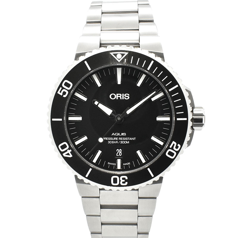 オリス　ORIS　アクイス デイト　733 7730 4124M　ブラック　43.5mm　USED　中古