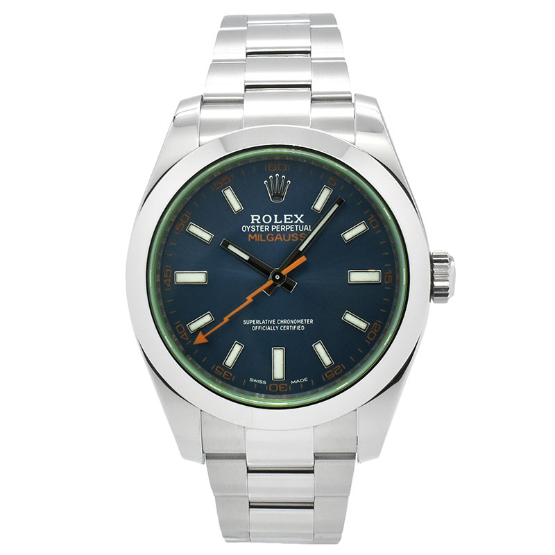 ロレックス　ROLEX　ミルガウス　116400GV　Zブルー　グリーンガラス　40mm　USED　中古