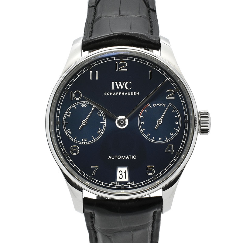 IWC　ポルトギーゼ 7デイズ　IW500710　ブルー　革ベルト　42.3mm　USED　中古
