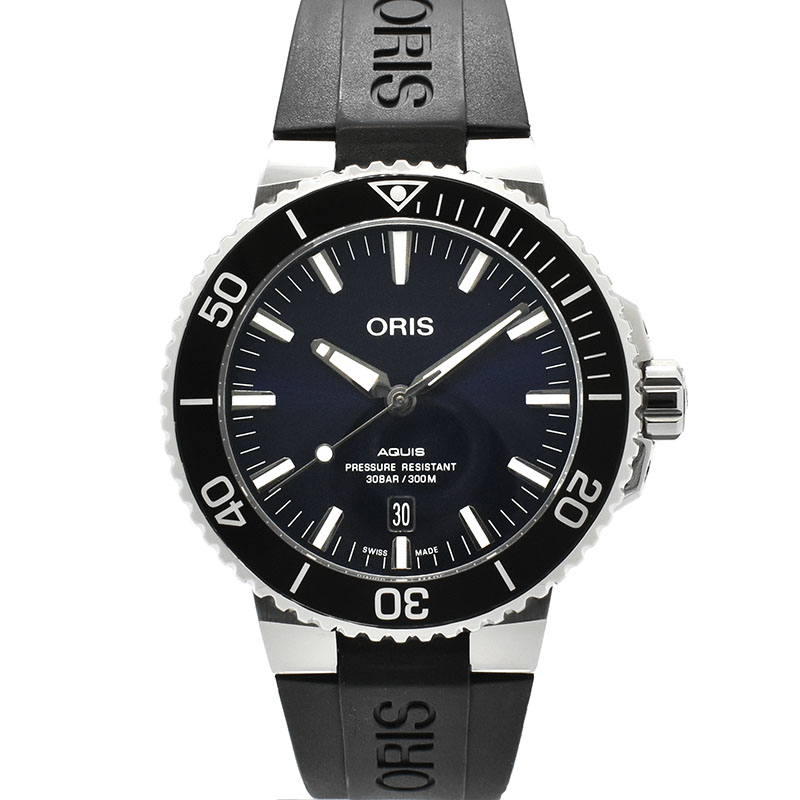 オリス　ORIS　アクイス デイト　733 7730 4135R　43.5mm　ブルー　USED　中古