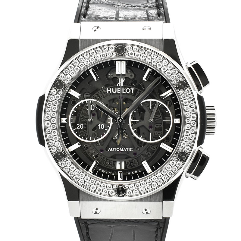 ウブロ　HUBLOT　クラシックフュージョン アエロ クロノグラフ ベゼルダイヤ　525.NX.0170.LR.1104　チタン　45mm　USED　中古