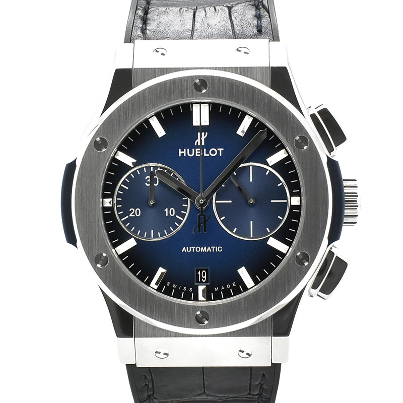 ウブロ　HUBLOT　クラシックフュージョン チタニウム クロノグラフ ディープブルー　521.NX.6670.LR.JPN18　日本限定　45mm　USED　中古