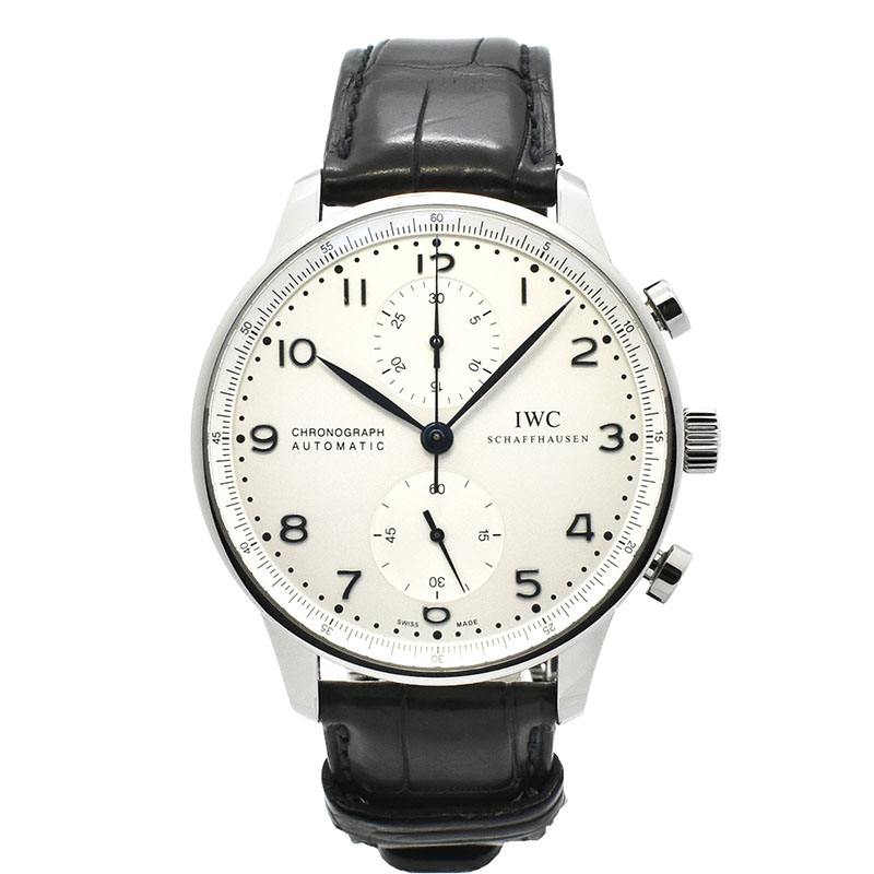 IWC　ポルトギーゼ クロノグラフ　IW371446　シルバー　青針　41mm　USED　中古