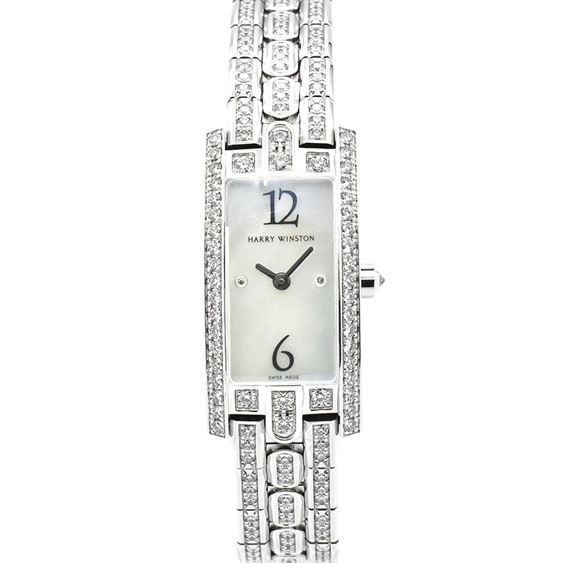 ハリーウィンストン　HARRY WINSTON　アヴェニューC ミニ ダイヤモンド　AVCQHM16WW006　18KWG　ホワイトシェル　クォーツ　USED　中古