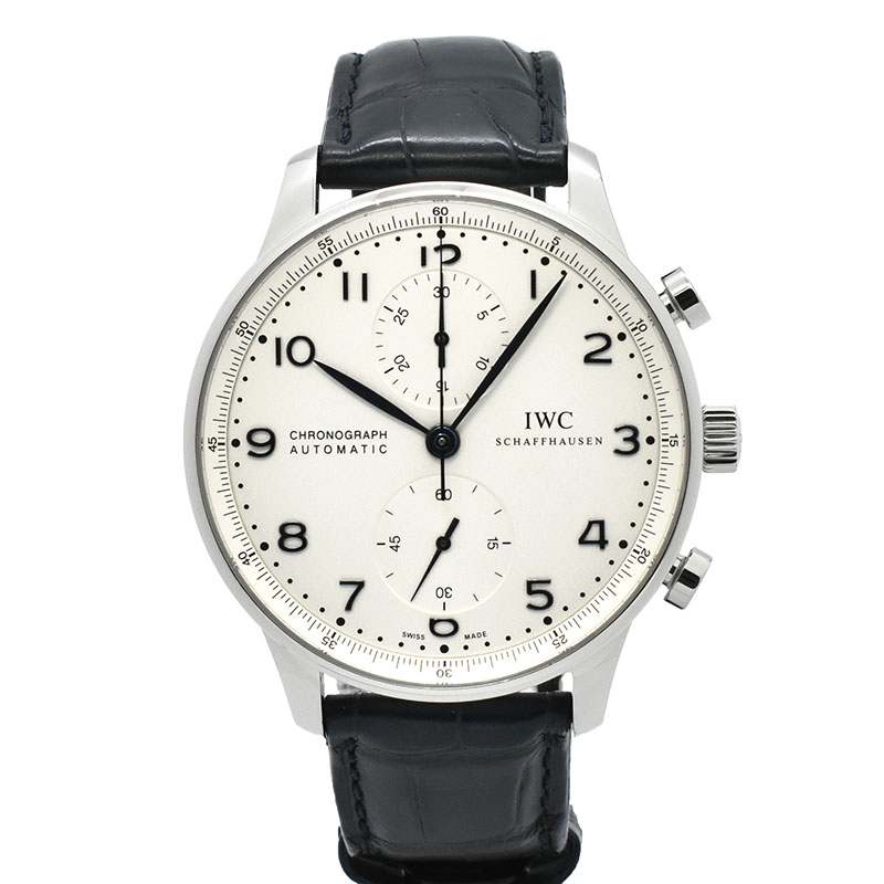 IWC　ポルトギーゼ クロノグラフ　IW371446　シルバー　青針　41mm　USED　中古
