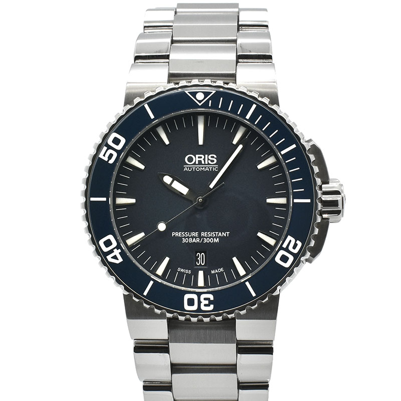 オリス　ORIS　アクイス デイト　733 7653 4155M　SS　ブルー　43mm　USED　中古