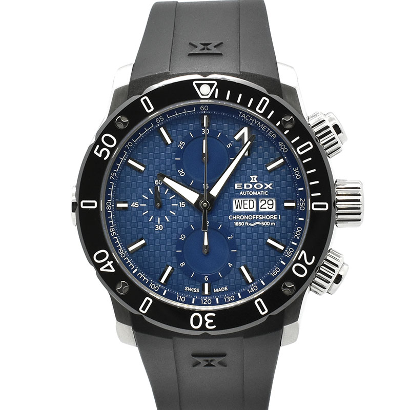 エドックス　EDOX　クロノオフショア1 クロノグラフ　01122-3-BUIN　SS　45mm　自動巻き　USED　中古