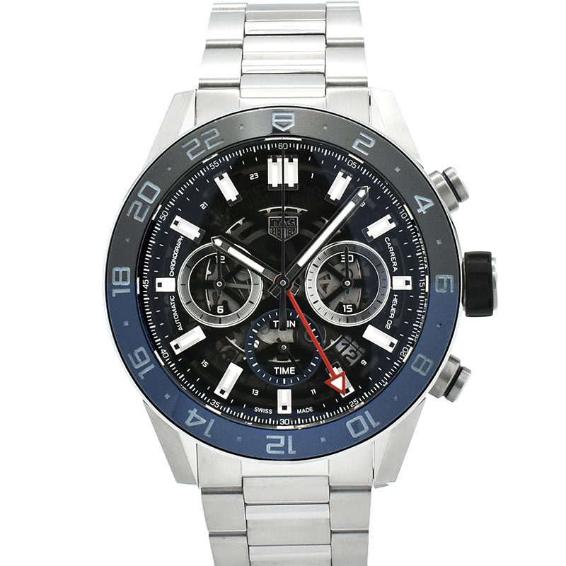 タグホイヤー　TAG HEUER　カレラ キャリバーホイヤー02 GMT　CBG2A1Z.BA0658　SS　45mm　USED　中古
