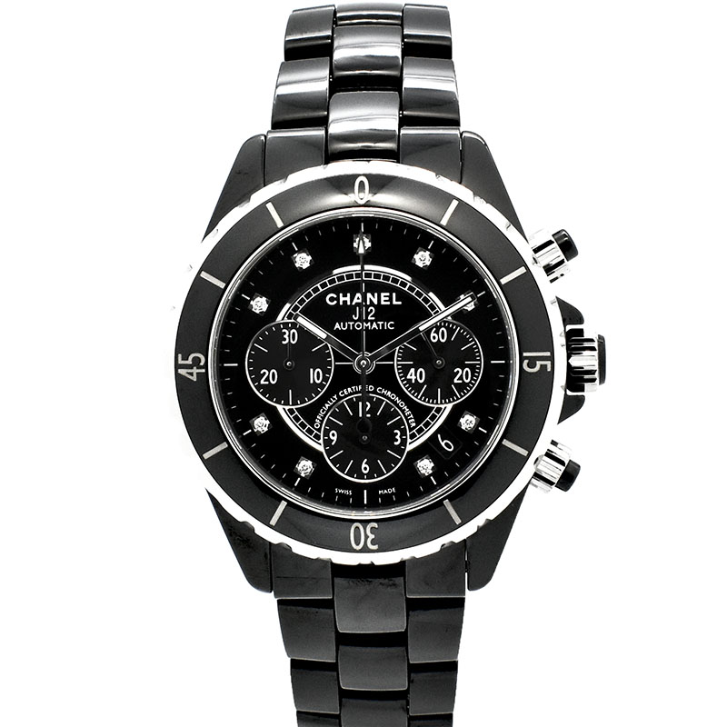 シャネル　CHANEL　J12 クロノグラフ　H2419　9Pダイヤ　41mm　USED　中古