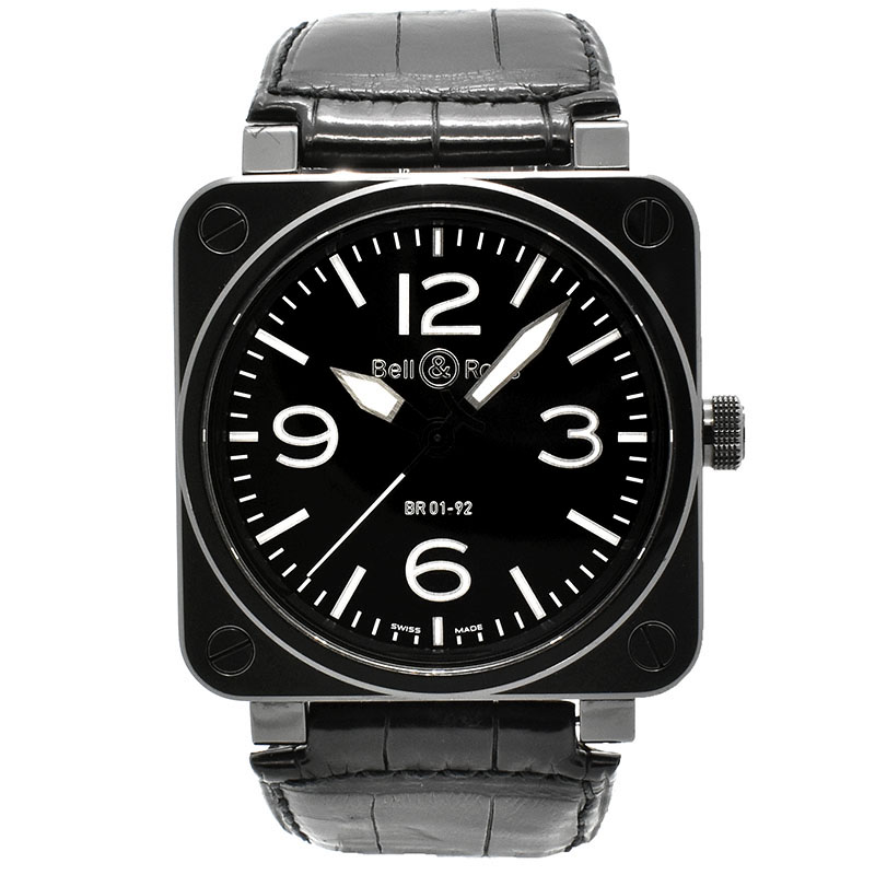 ベル＆ロス　BELL＆ROSS　BR01-92　セラミック　46mm　ブラック　革ベルト　USED　中古