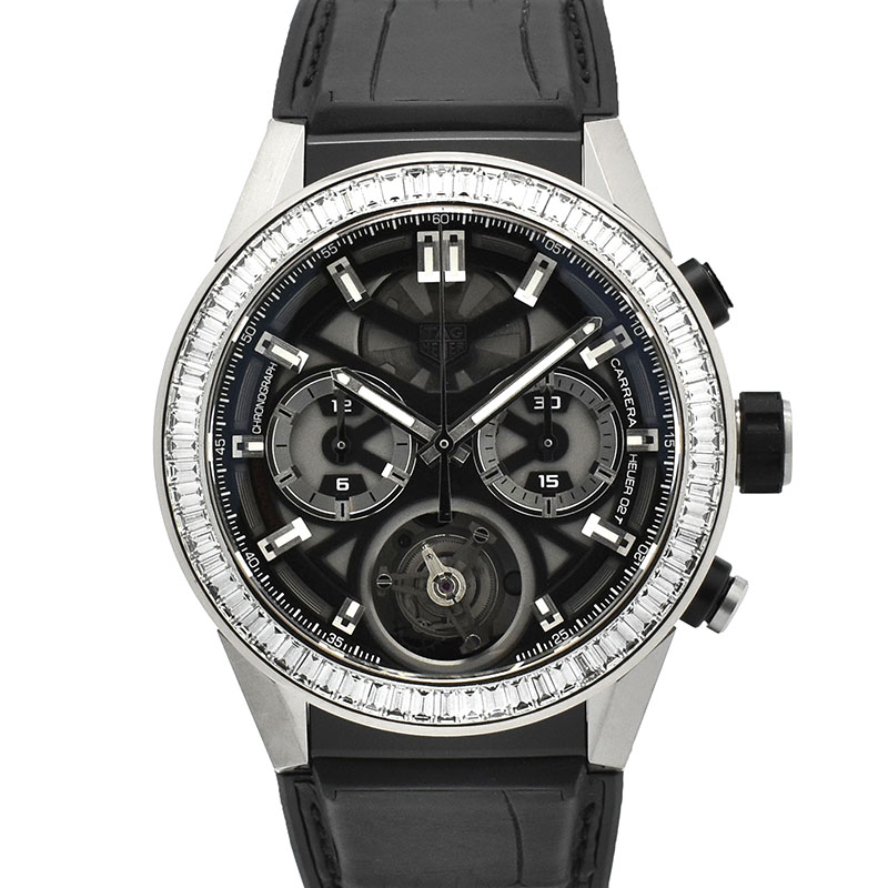 タグホイヤー　TAG HEUER　カレラ ホイヤー02T トゥールビヨン バゲットダイヤモンド　CAR5A81.FC6377　45mm　USED　中古