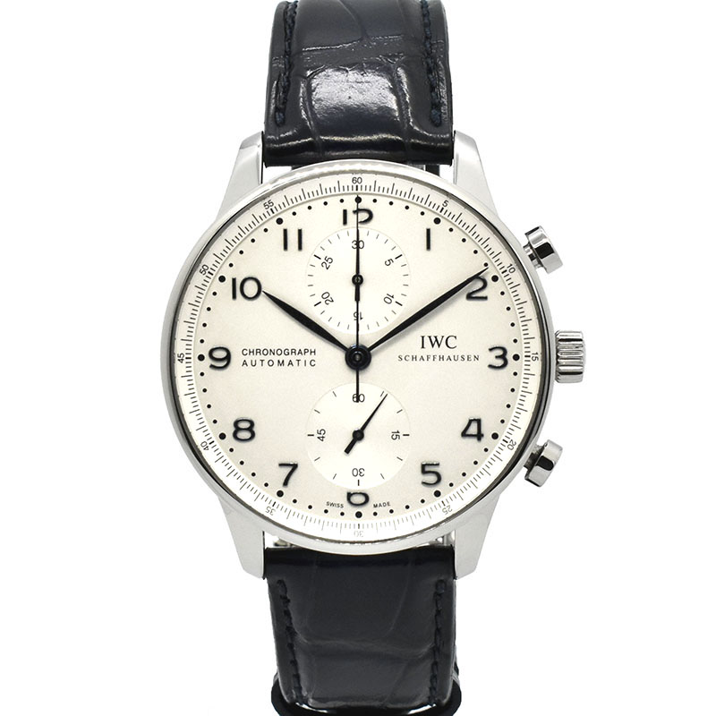 IWC　ポルトギーゼ クロノグラフ　IW371446　シルバー　青針　41mm　USED　中古