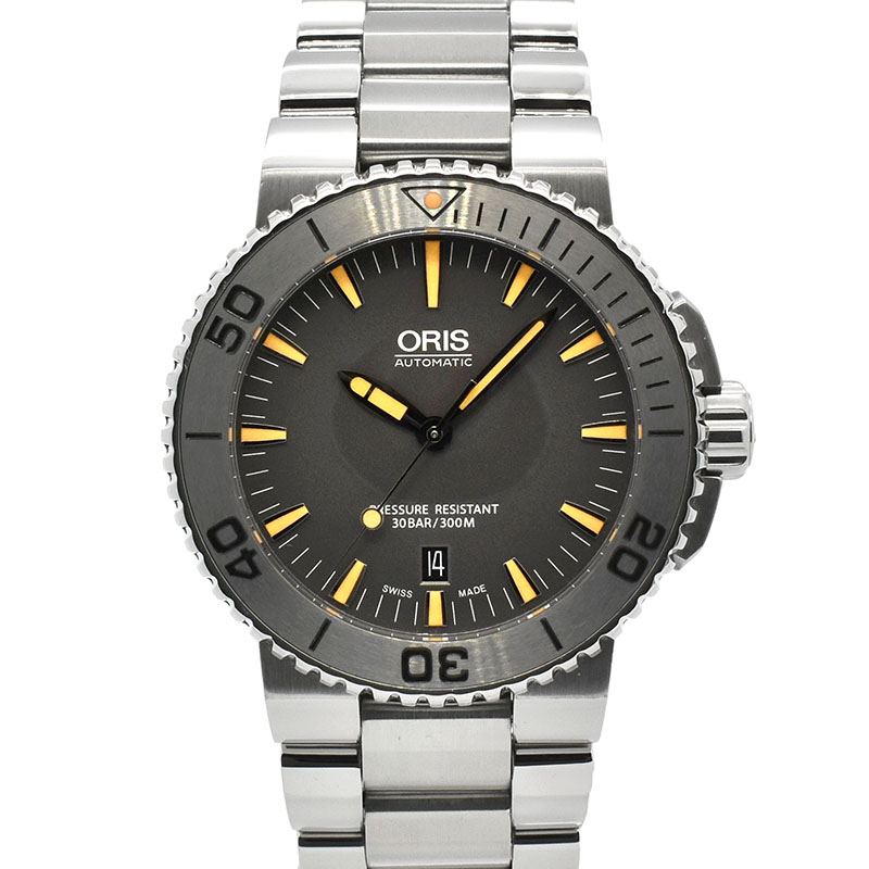 オリス　ORIS　アクイス デイト　733 7653 4158M　SS　グレー　43mm　USED　中古
