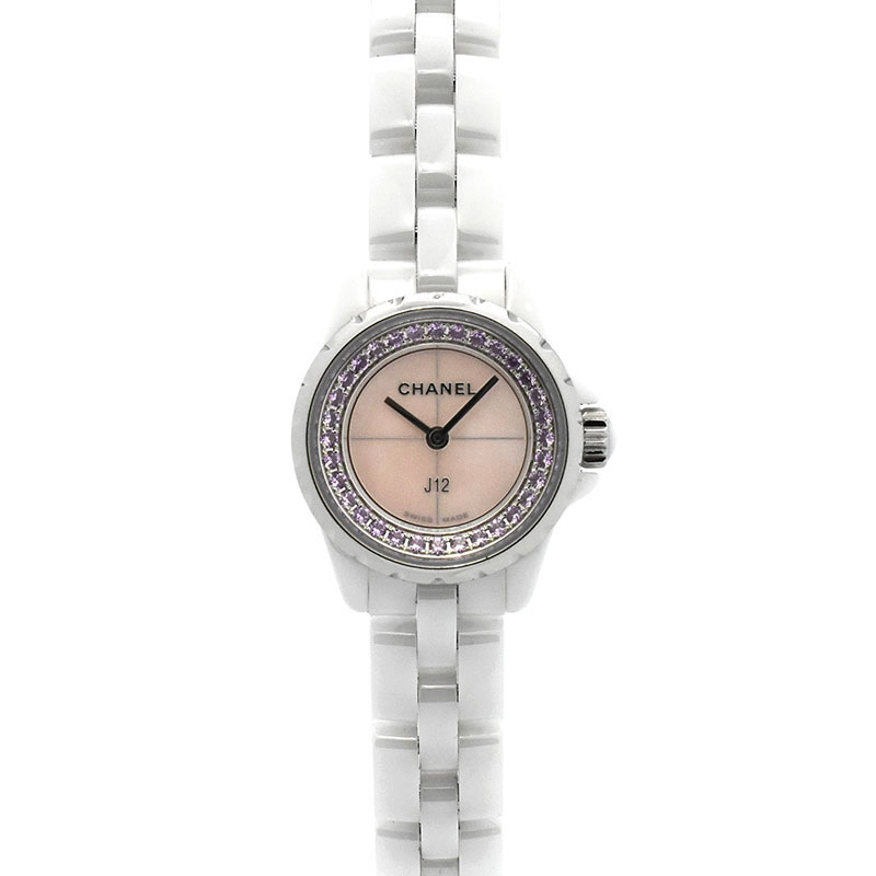 シャネル　CHANEL　J12 XS　H5512　19mm　ピンクサファイア　レディース　ホワイトセラミック　クォーツ　世界1200本限定　USED　中古