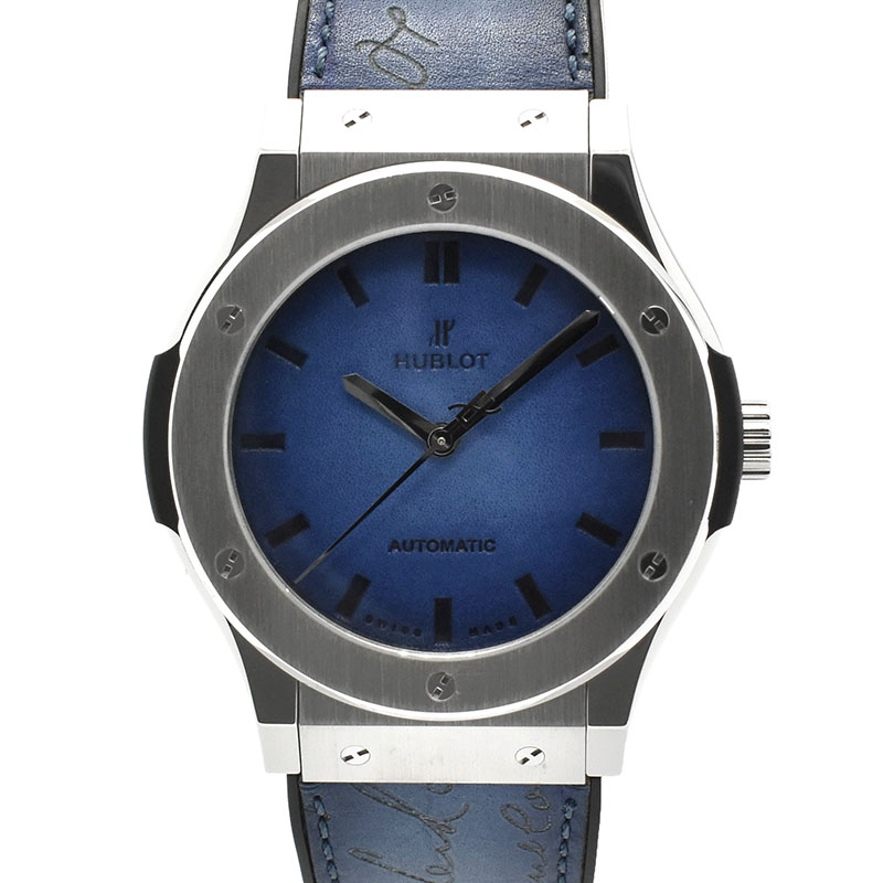 ウブロ　HUBLOT　クラシックフュージョン ベルルッティ スクリット オーシャンブルー　511.NX.050B.VR.BER16　世界500本限定　ブルー　ベネチアレザー　45mm　USED　中古