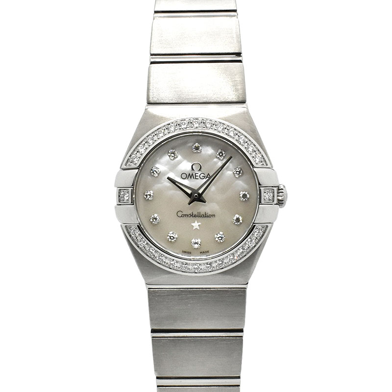 オメガ　OMEGA　コンステレーション ブラッシュ ダイヤベゼル　123.15.24.60.55.001　ホワイトシェル/12Pダイヤ　24mm　USED　中古