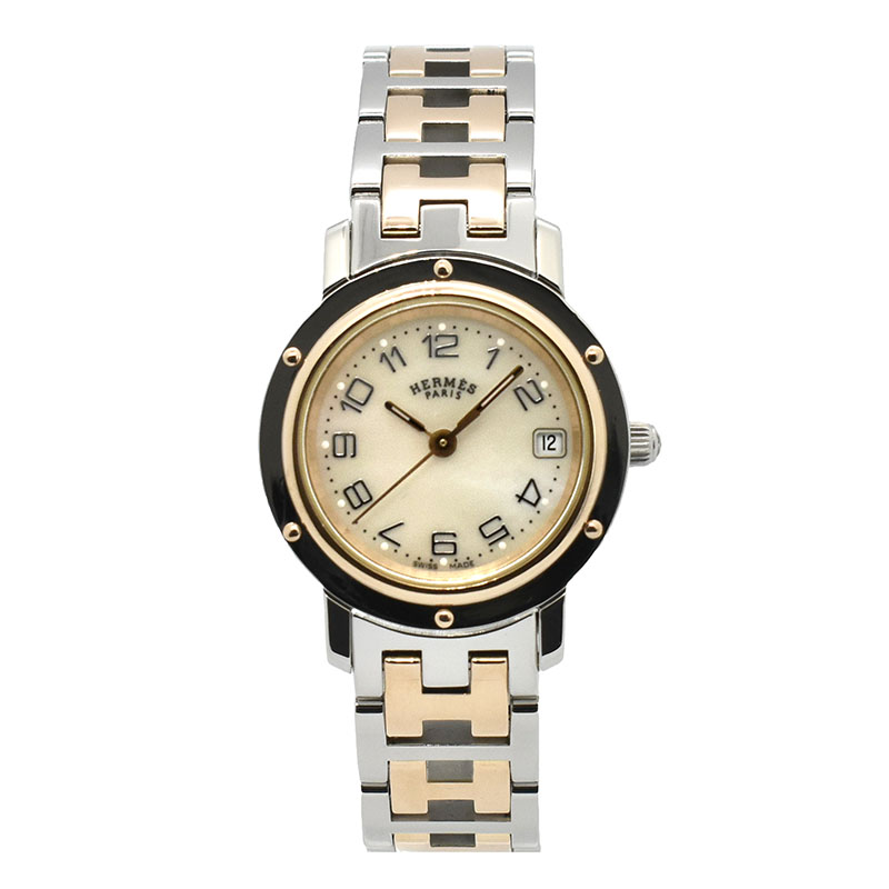 エルメス　HERMES　クリッパー　CL4.221　ピンクシェル　クォーツ　ピンクシェル　24mm　USED　中古
